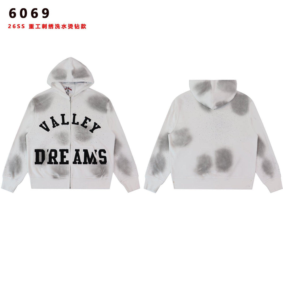 Valley Dreams Washed Rhinestone Zip Hoodie